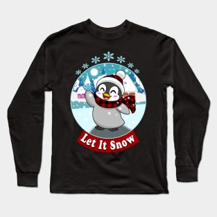 Let it snow Kawaii Penguin Christmas holiday snowflake design Long Sleeve T-Shirt